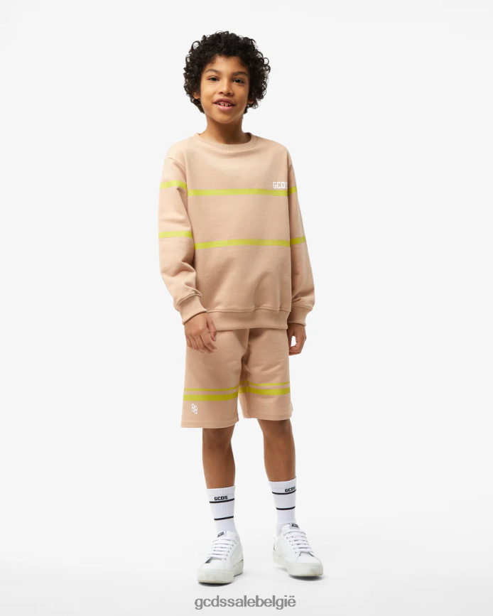 junior lage logoband ronde hals kinderen GCDS beige kleding 4600VF697