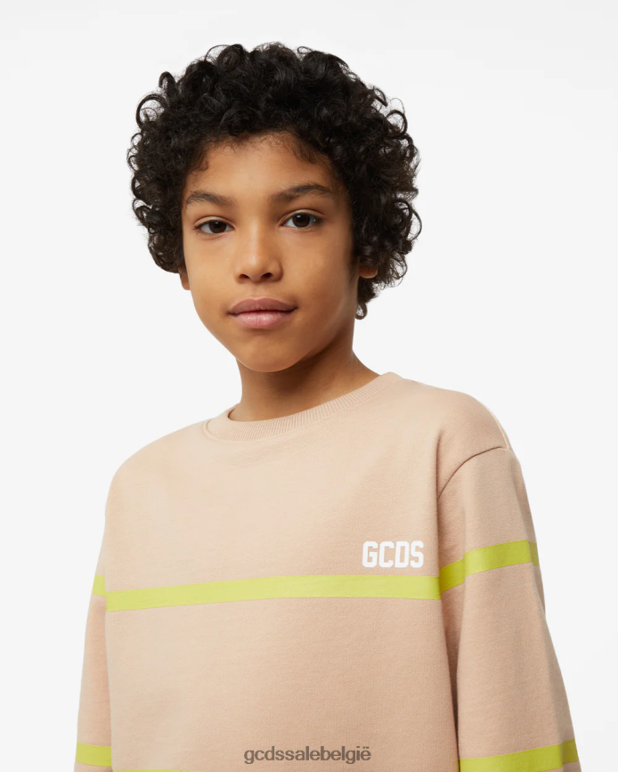 junior lage logoband ronde hals kinderen GCDS beige kleding 4600VF697