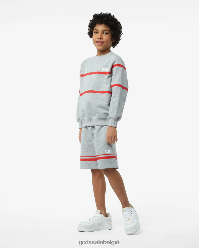 junior lage logoband ronde hals kinderen GCDS grijs kleding 4600VF693