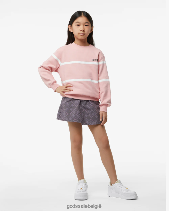 junior lage logoband ronde hals kinderen GCDS roze kleding 4600VF785
