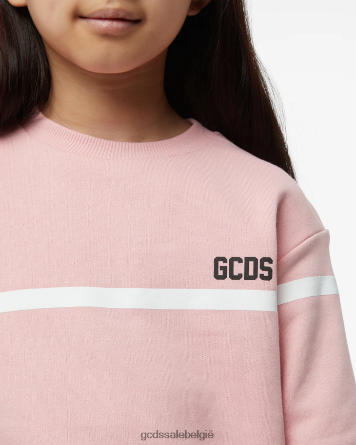 junior lage logoband ronde hals kinderen GCDS roze kleding 4600VF785