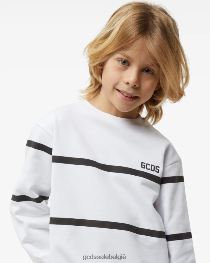 junior lage logoband ronde hals kinderen GCDS wit kleding 4600VF698