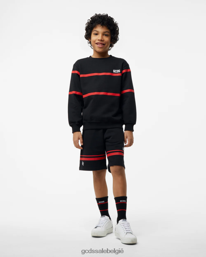 junior lage logoband ronde hals kinderen GCDS zwart kleding 4600VF695