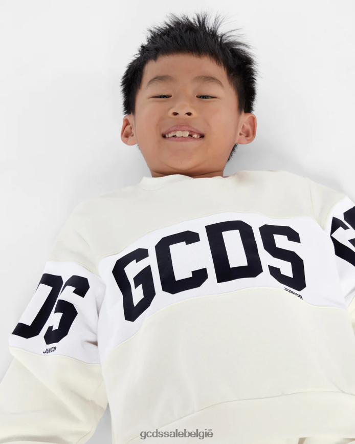 junior logoband met ronde hals kinderen GCDS gebroken wit kleding 4600VF684