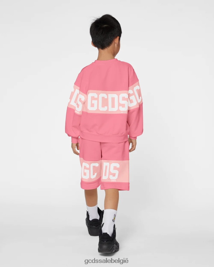 junior logoband met ronde hals kinderen GCDS wieg roze kleding 4600VF694