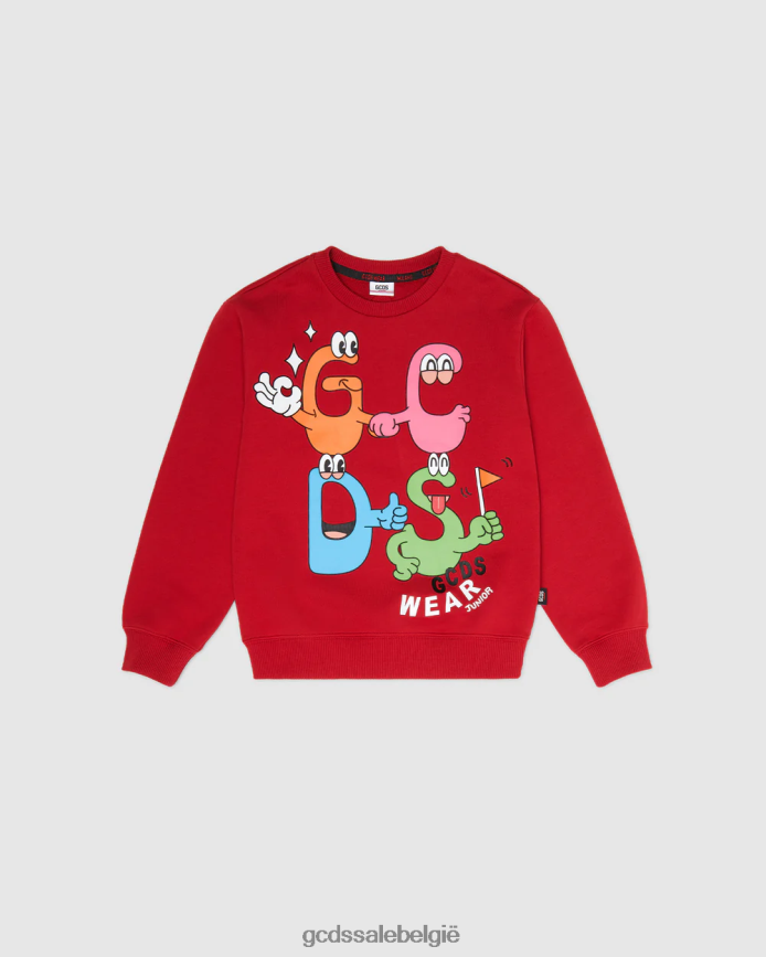 junior monsters met ronde hals kinderen GCDS rood kleding 4600VF666