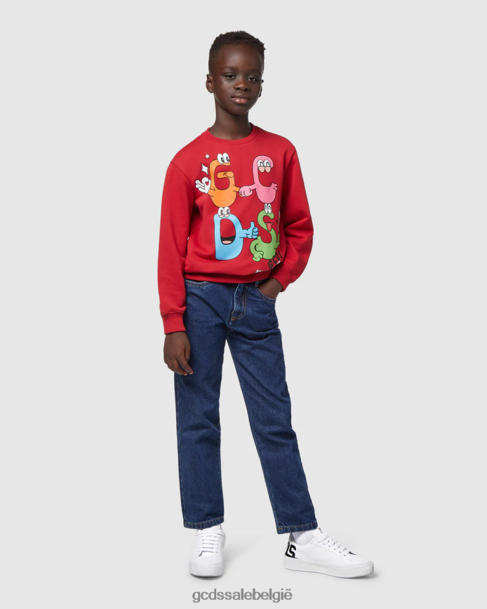 junior monsters met ronde hals kinderen GCDS rood kleding 4600VF666