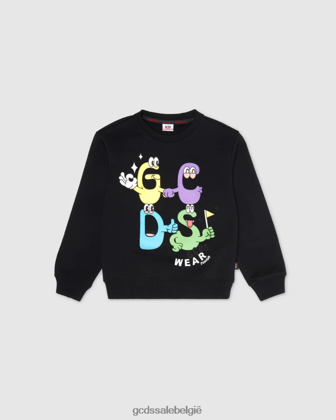 junior monsters met ronde hals kinderen GCDS zwart kleding 4600VF668