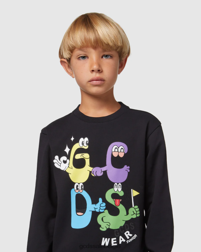 junior monsters met ronde hals kinderen GCDS zwart kleding 4600VF668