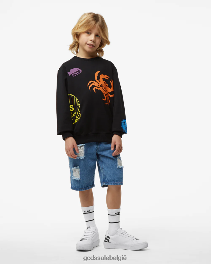 junior shell ronde hals kinderen GCDS zwart kleding 4600VF700