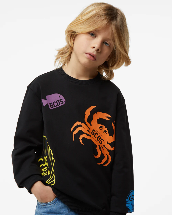 junior shell ronde hals kinderen GCDS zwart kleding 4600VF700