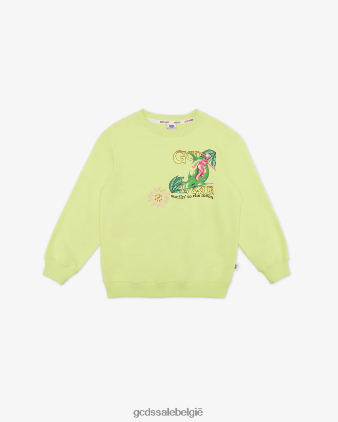 junior surf-hoodie met wirdo-print kinderen GCDS limoen kleding 4600VF691
