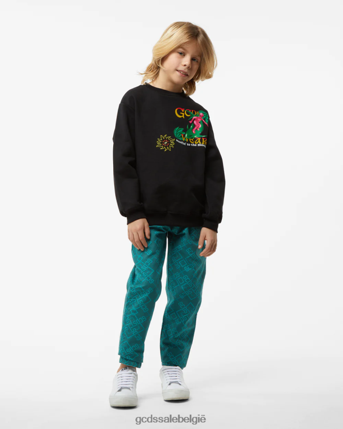 junior surf-hoodie met wirdo-print kinderen GCDS zwart kleding 4600VF685