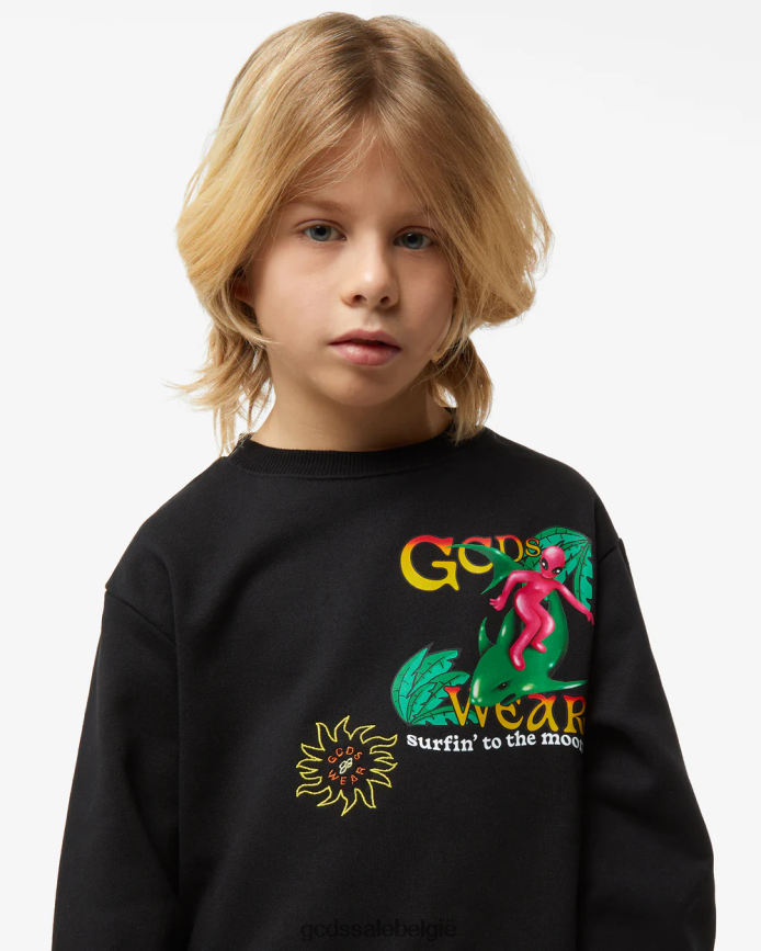 junior surf-hoodie met wirdo-print kinderen GCDS zwart kleding 4600VF685