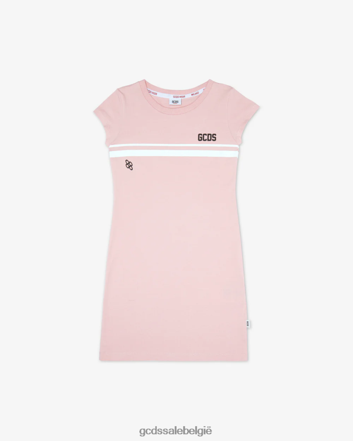 Junior T-shirtjurk met lage logoband kinderen GCDS roze kleding 4600VF808