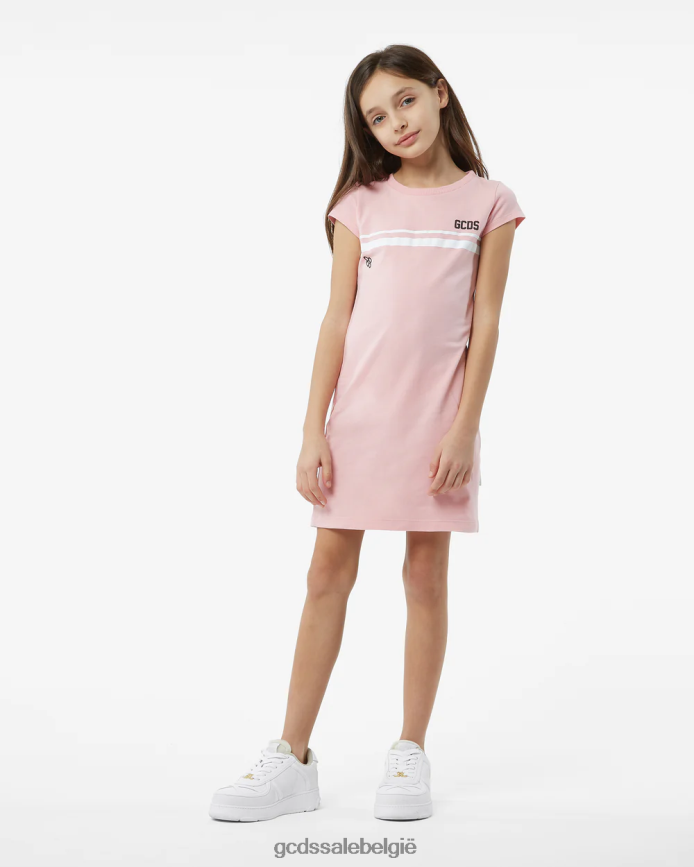 Junior T-shirtjurk met lage logoband kinderen GCDS roze kleding 4600VF808