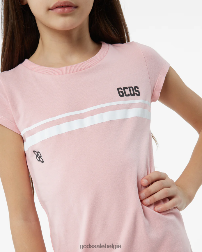 Junior T-shirtjurk met lage logoband kinderen GCDS roze kleding 4600VF808