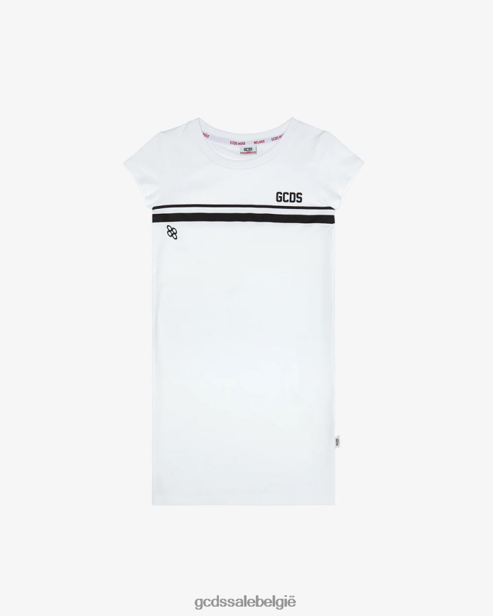 Junior T-shirtjurk met lage logoband kinderen GCDS wit kleding 4600VF809