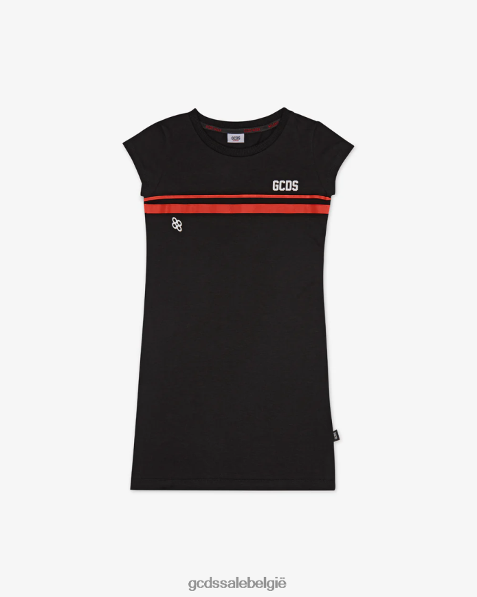 Junior T-shirtjurk met lage logoband kinderen GCDS zwart kleding 4600VF807