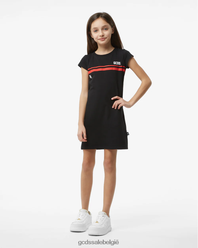 Junior T-shirtjurk met lage logoband kinderen GCDS zwart kleding 4600VF807