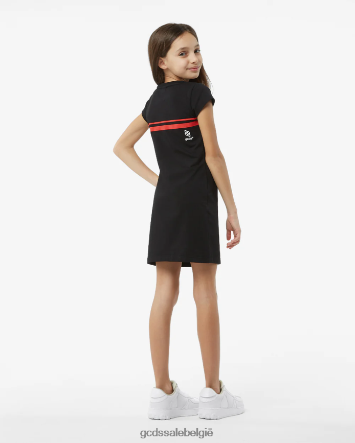 Junior T-shirtjurk met lage logoband kinderen GCDS zwart kleding 4600VF807