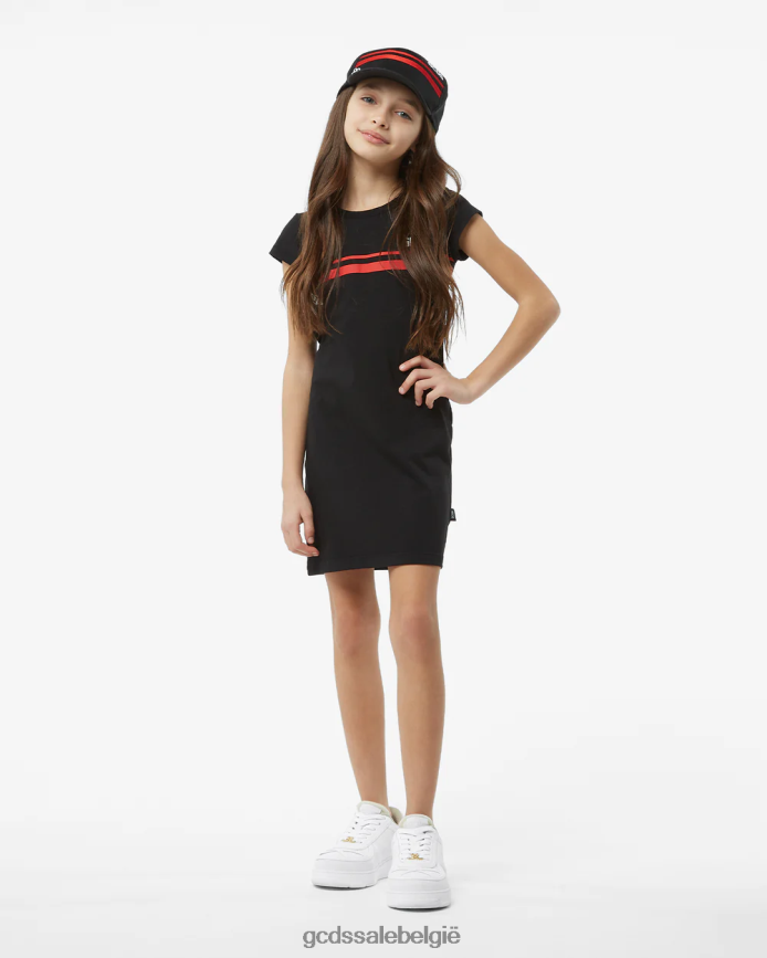Junior T-shirtjurk met lage logoband kinderen GCDS zwart kleding 4600VF807