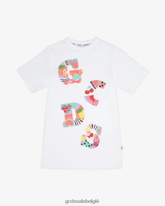 junior patchwork t-shirtjurk kinderen GCDS wit kleding 4600VF811