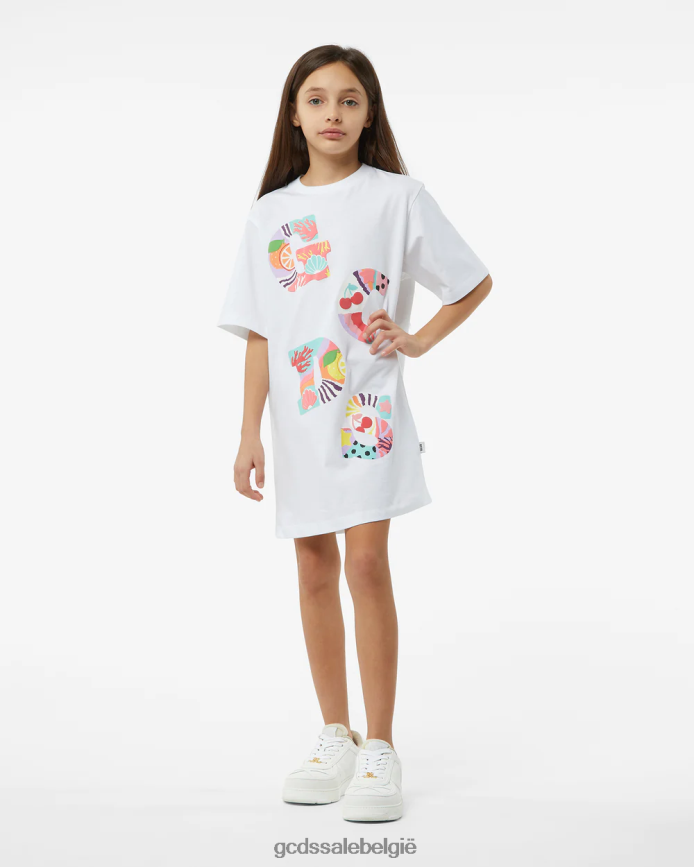 junior patchwork t-shirtjurk kinderen GCDS wit kleding 4600VF811