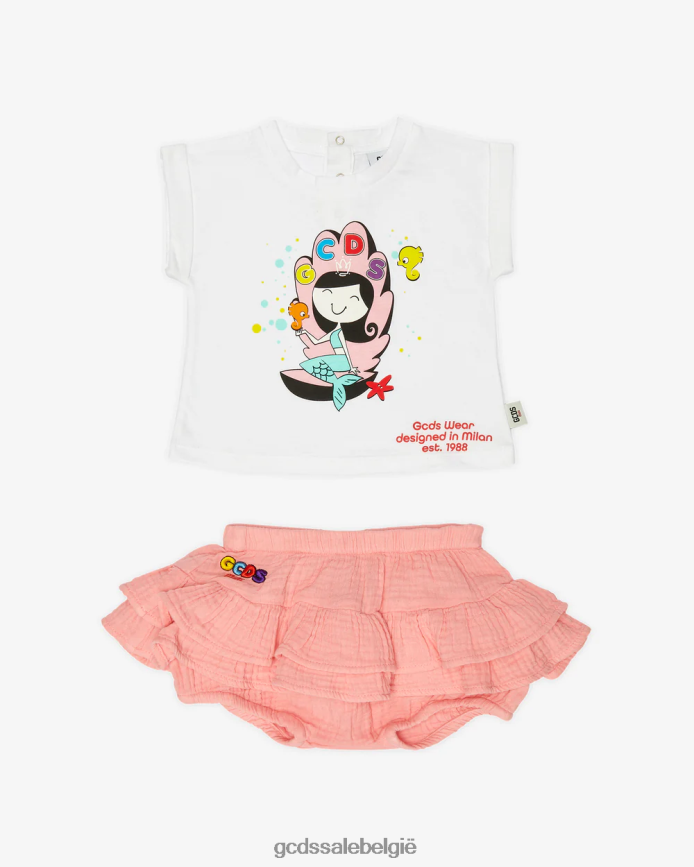 Baby zeemeermin T-shirt en korte broek kinderen GCDS wit kleding 4600VF620