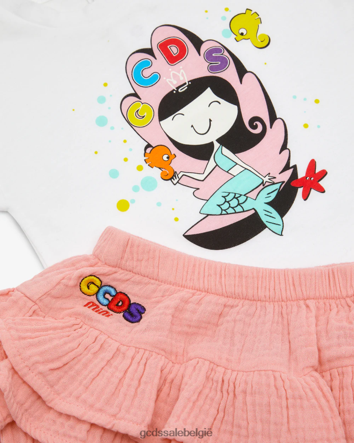 Baby zeemeermin T-shirt en korte broek kinderen GCDS wit kleding 4600VF620
