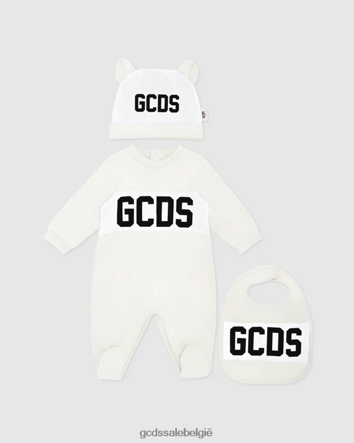 Driedelige babycadeauset met logomotief kinderen GCDS gebroken wit kleding 4600VF582