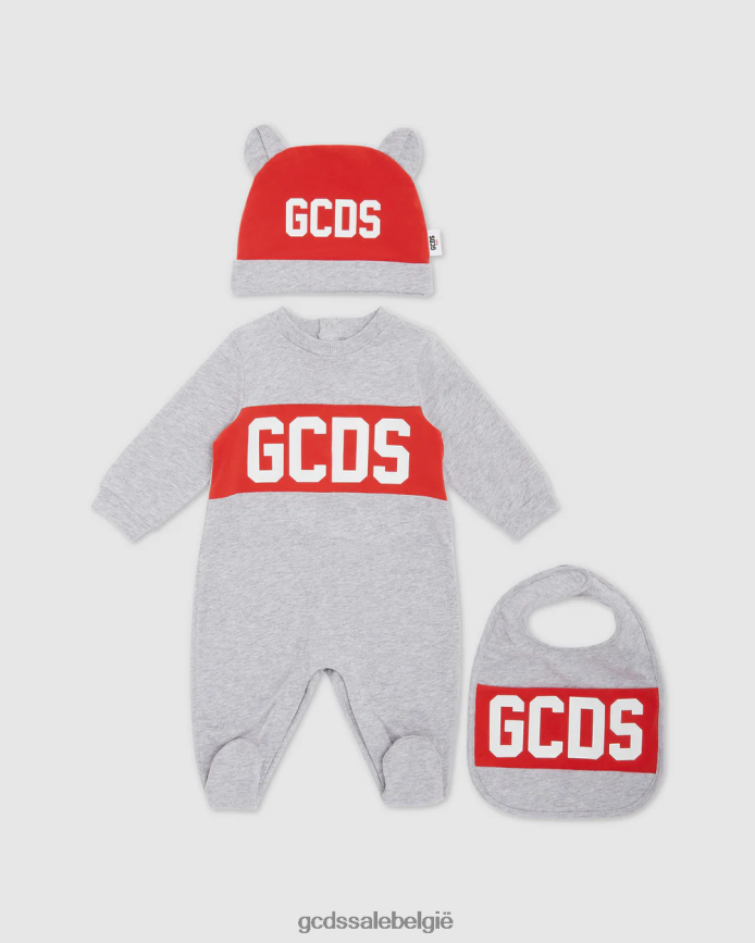 Driedelige babycadeauset met logomotief kinderen GCDS grijs kleding 4600VF570
