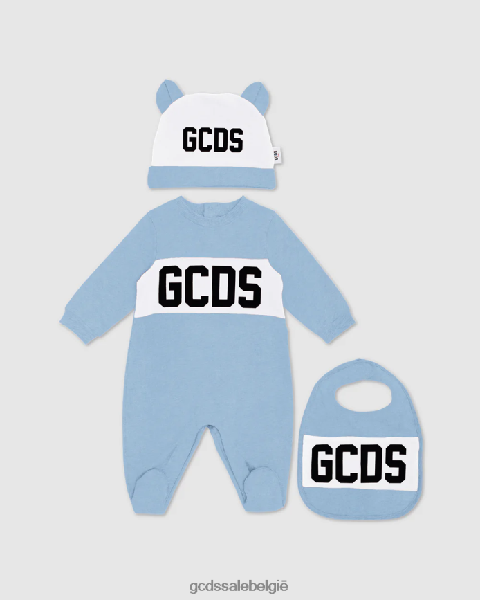 Driedelige babycadeauset met logomotief kinderen GCDS lichtblauw kleding 4600VF578