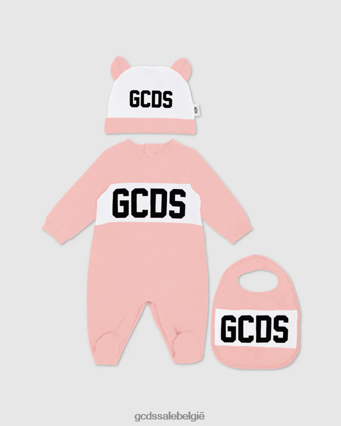 Driedelige babycadeauset met logomotief kinderen GCDS roze kleding 4600VF574