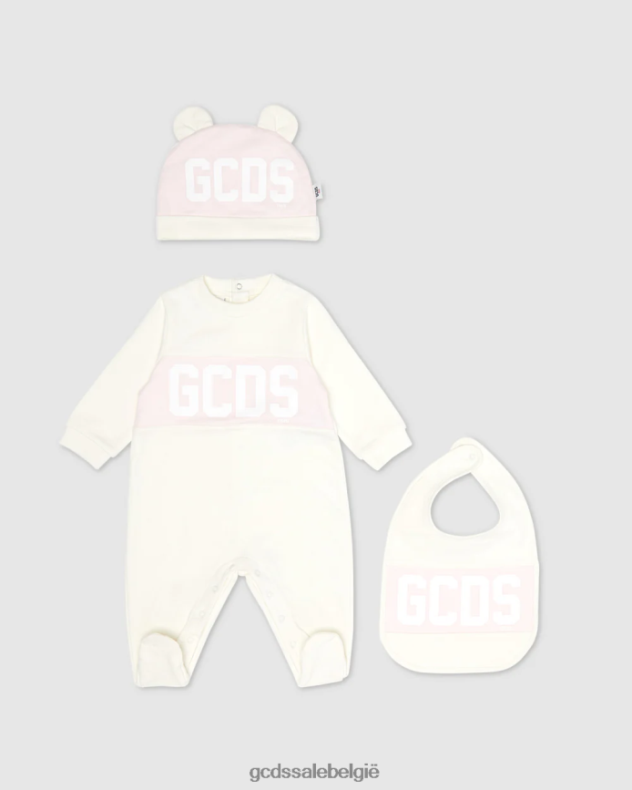 Driedelige babyset met logoband kinderen GCDS roze kleding 4600VF569