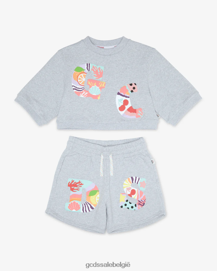 junior patchwork t-shirt en korte broek kinderen GCDS grijs kleding 4600VF786
