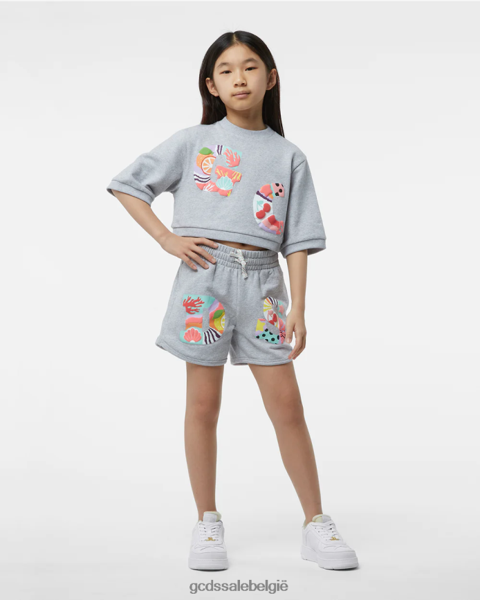 junior patchwork t-shirt en korte broek kinderen GCDS grijs kleding 4600VF786