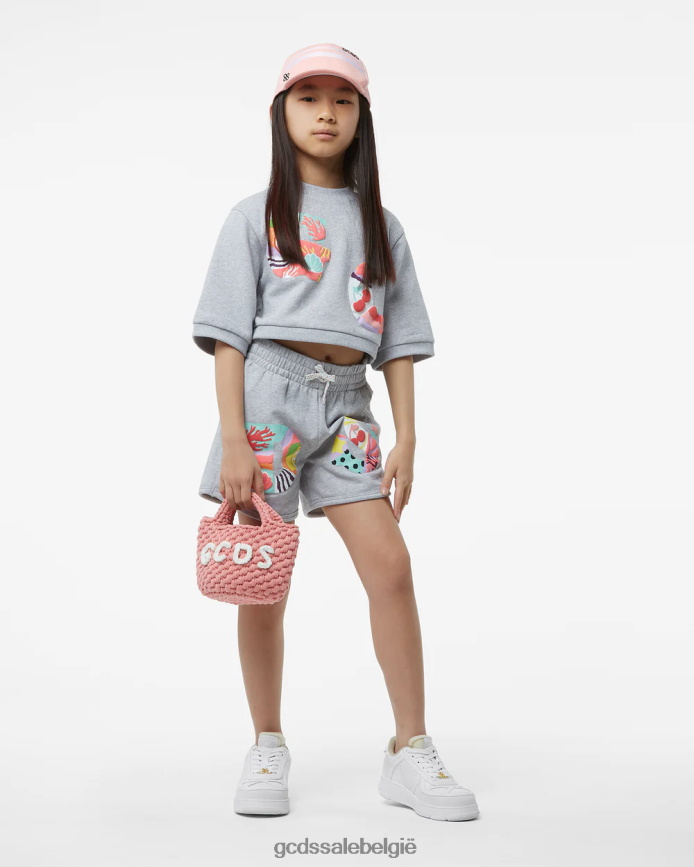 junior patchwork t-shirt en korte broek kinderen GCDS grijs kleding 4600VF786