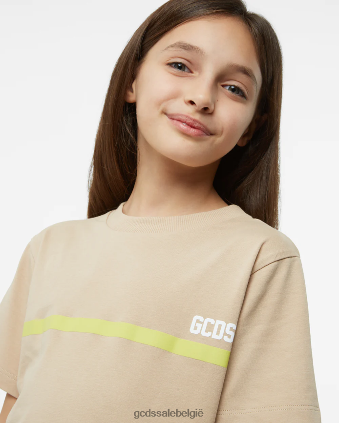Junior T-shirt met lage bandlogo kinderen GCDS beige kleding 4600VF721