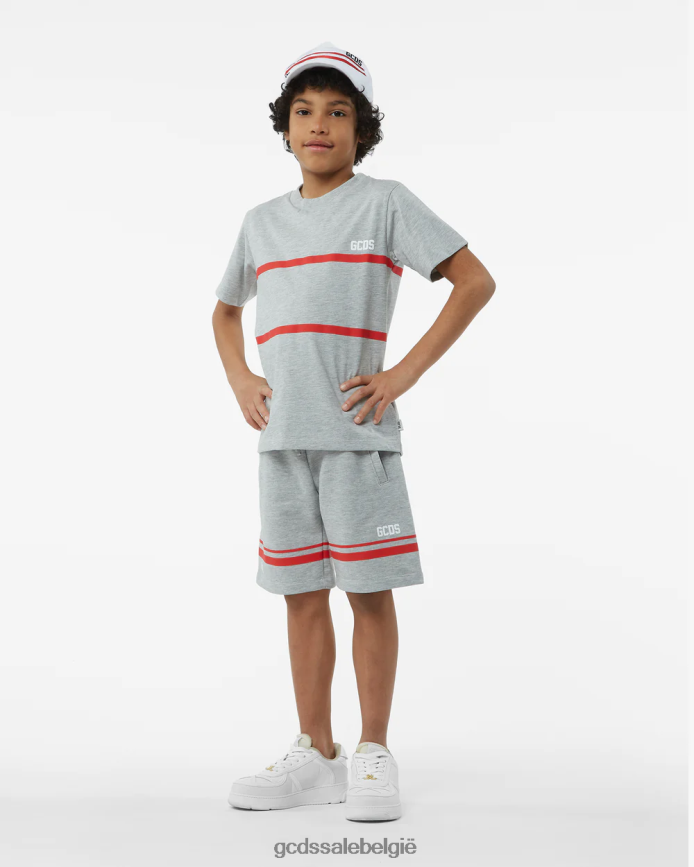 Junior T-shirt met lage bandlogo kinderen GCDS grijs kleding 4600VF718