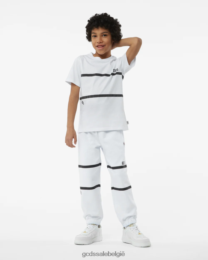 Junior T-shirt met lage bandlogo kinderen GCDS wit kleding 4600VF722