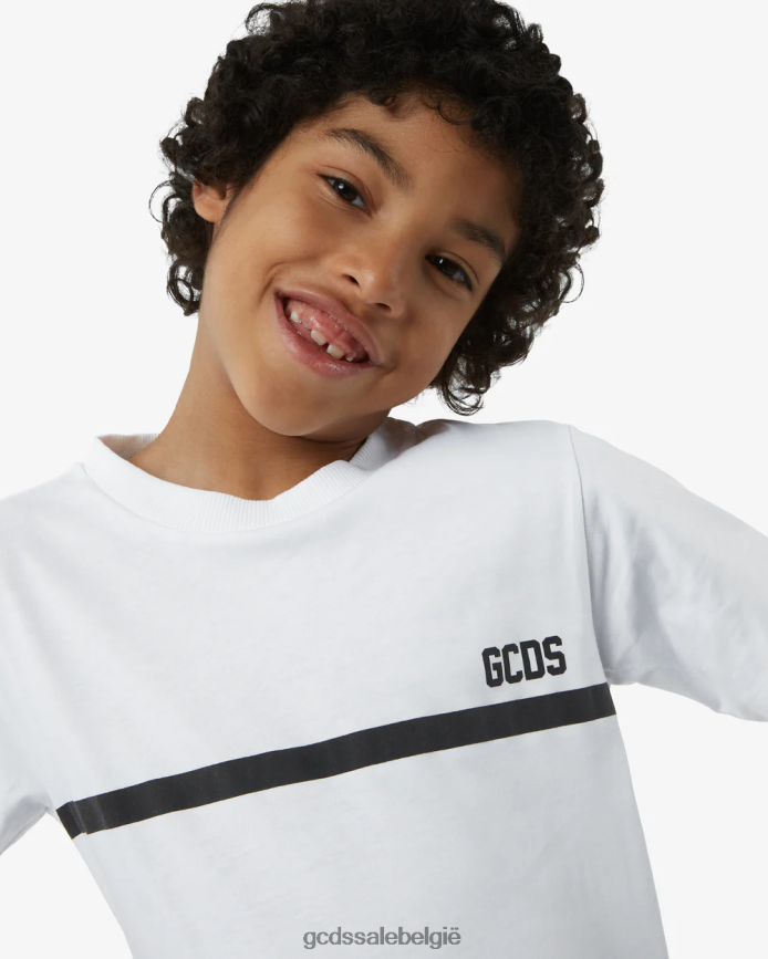 Junior T-shirt met lage bandlogo kinderen GCDS wit kleding 4600VF722