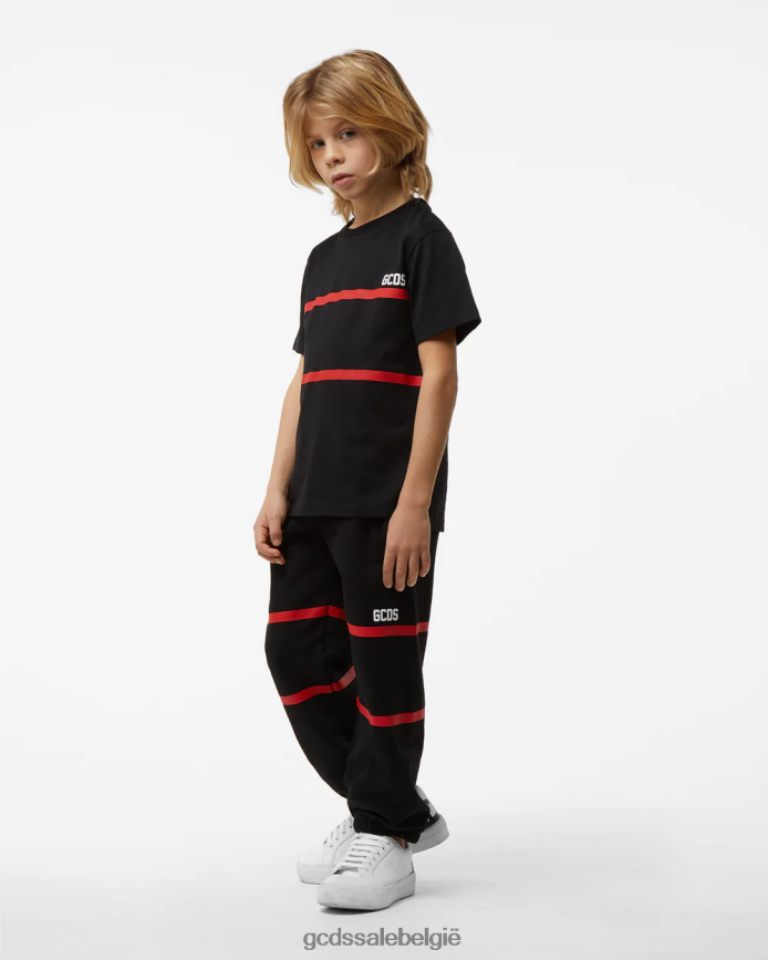 Junior T-shirt met lage bandlogo kinderen GCDS zwart kleding 4600VF719