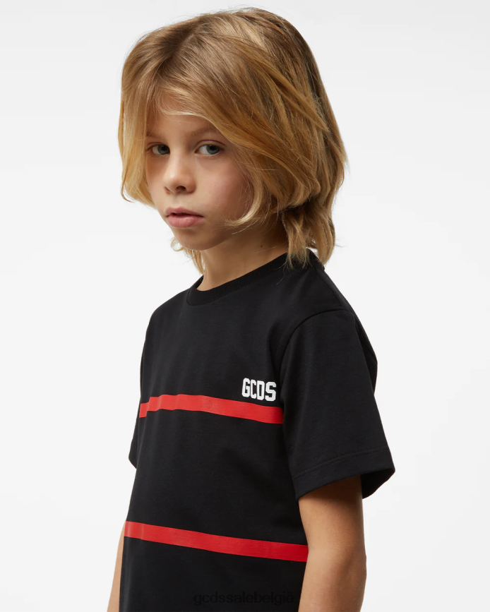 Junior T-shirt met lage bandlogo kinderen GCDS zwart kleding 4600VF719