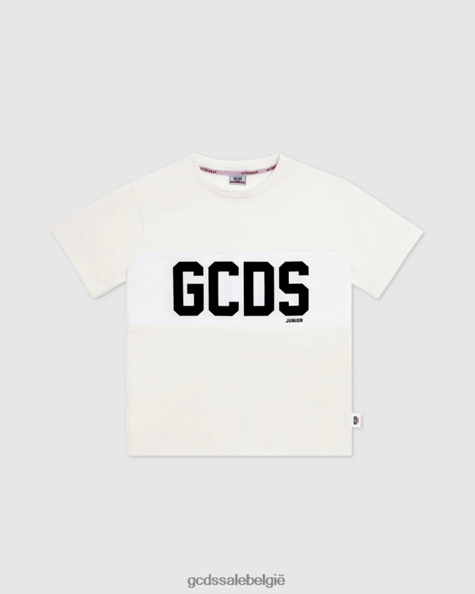 Junior T-shirt met logoband kinderen GCDS gebroken wit kleding 4600VF724