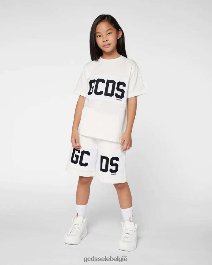 Junior T-shirt met logoband kinderen GCDS gebroken wit kleding 4600VF724