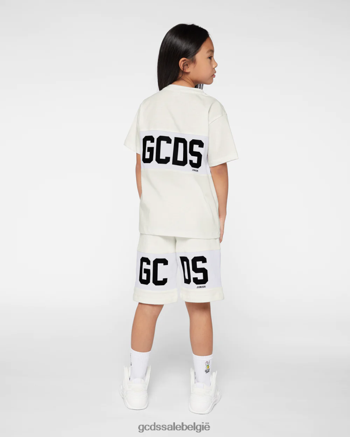Junior T-shirt met logoband kinderen GCDS gebroken wit kleding 4600VF724