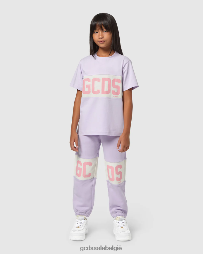 Junior T-shirt met logoband kinderen GCDS lila kleding 4600VF714
