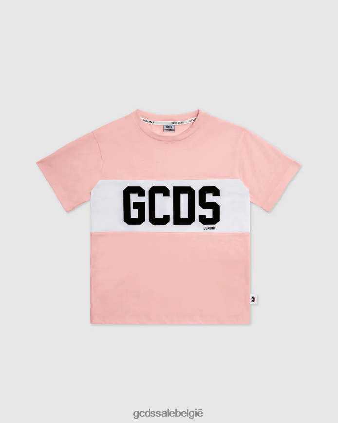 Junior T-shirt met logoband kinderen GCDS roze kleding 4600VF712
