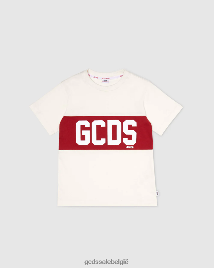 Junior T-shirt met logoband kinderen GCDS witkap grijs kleding 4600VF709